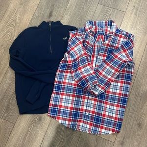 Vinyard Vines Long Sleeve Tee and Sweater Set Boys Youth Large - Like New/ NWT